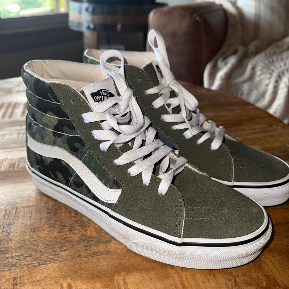 Vans Green and White High-Top Sneakers